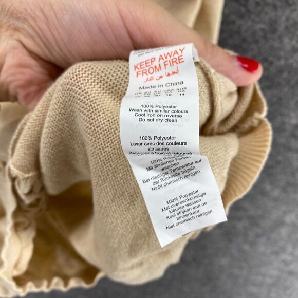 New PRETTYLITTLETHING Dress Women 10 Beige Sheath Midi Crew Neck Sleeveless - Picture 9 of 12